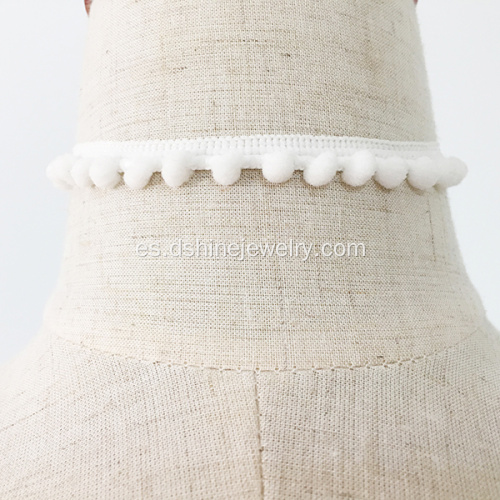 Gargantilla de tela personalizadas para mujer encaje blanco collar de Pom